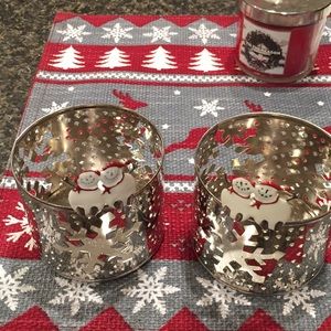 NWT set of 2 metal candle holders + candle